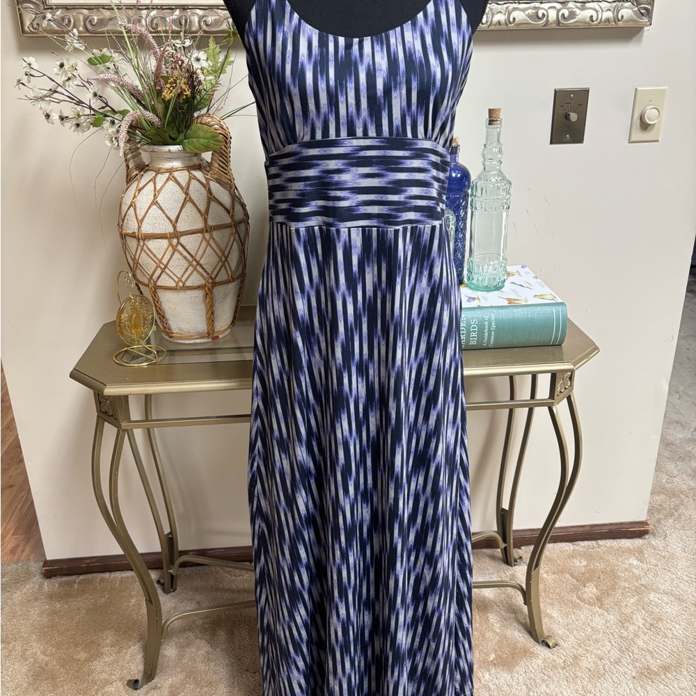 EDDIE BAUER Blue TRAVEX Travel Sleeveless Racer Back Stretch Maxi Dress Size M - Picture 8 of 11